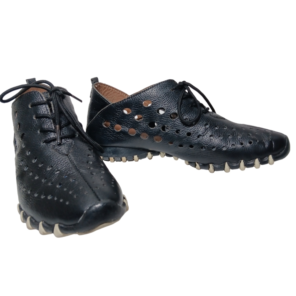 LITFOOT LF9010 Womens Comfortable Shoes Black Leather Oxford Size 5.5 / 36